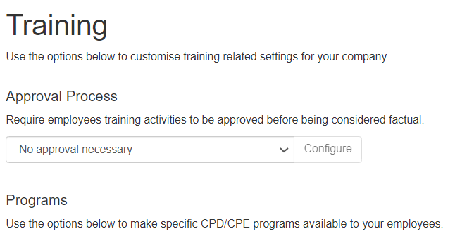 Training Approval Examples Setting up your Training Register and Approvals