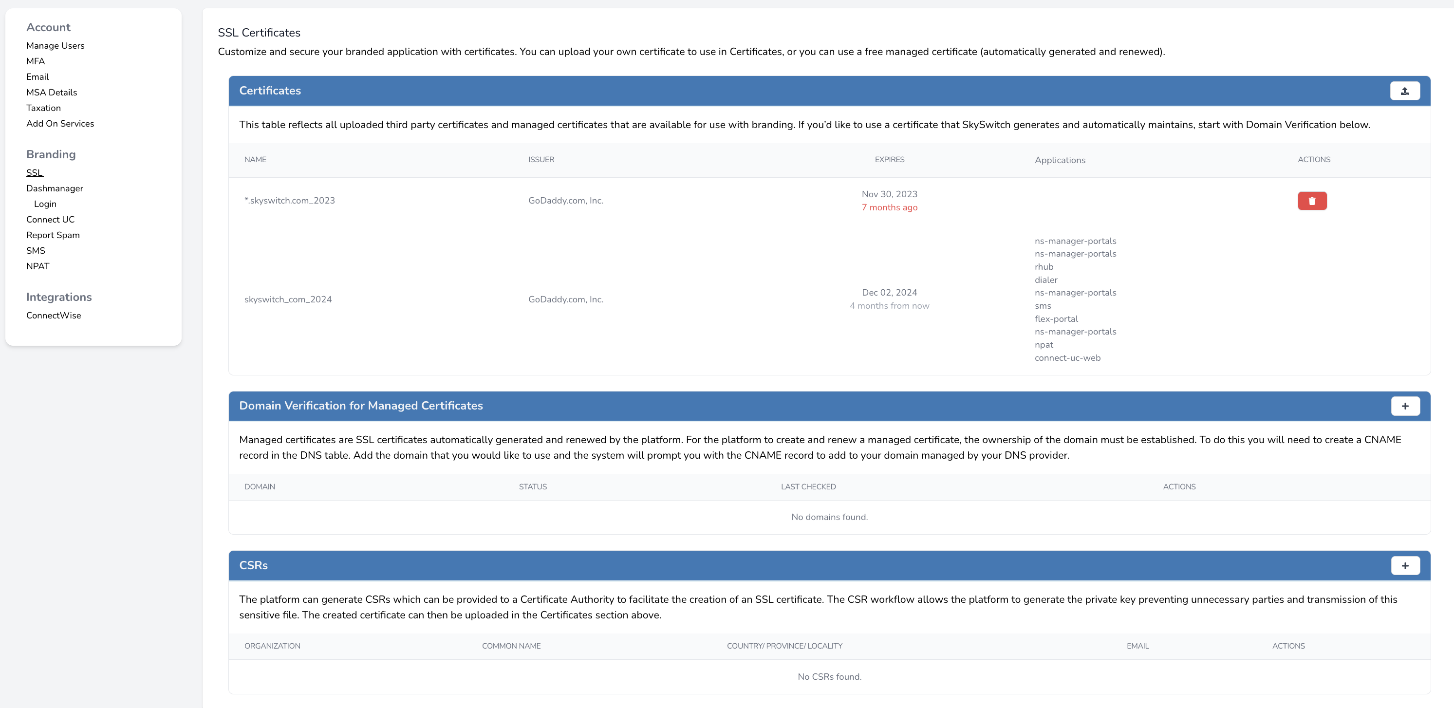 Custom Domains & SSL Certificates