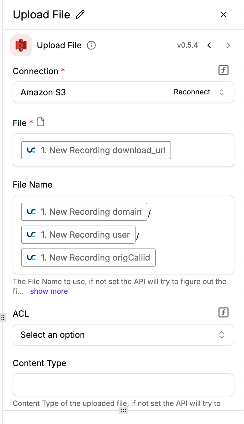 API Bridge Example Flow: Upload Call Recordings to S3