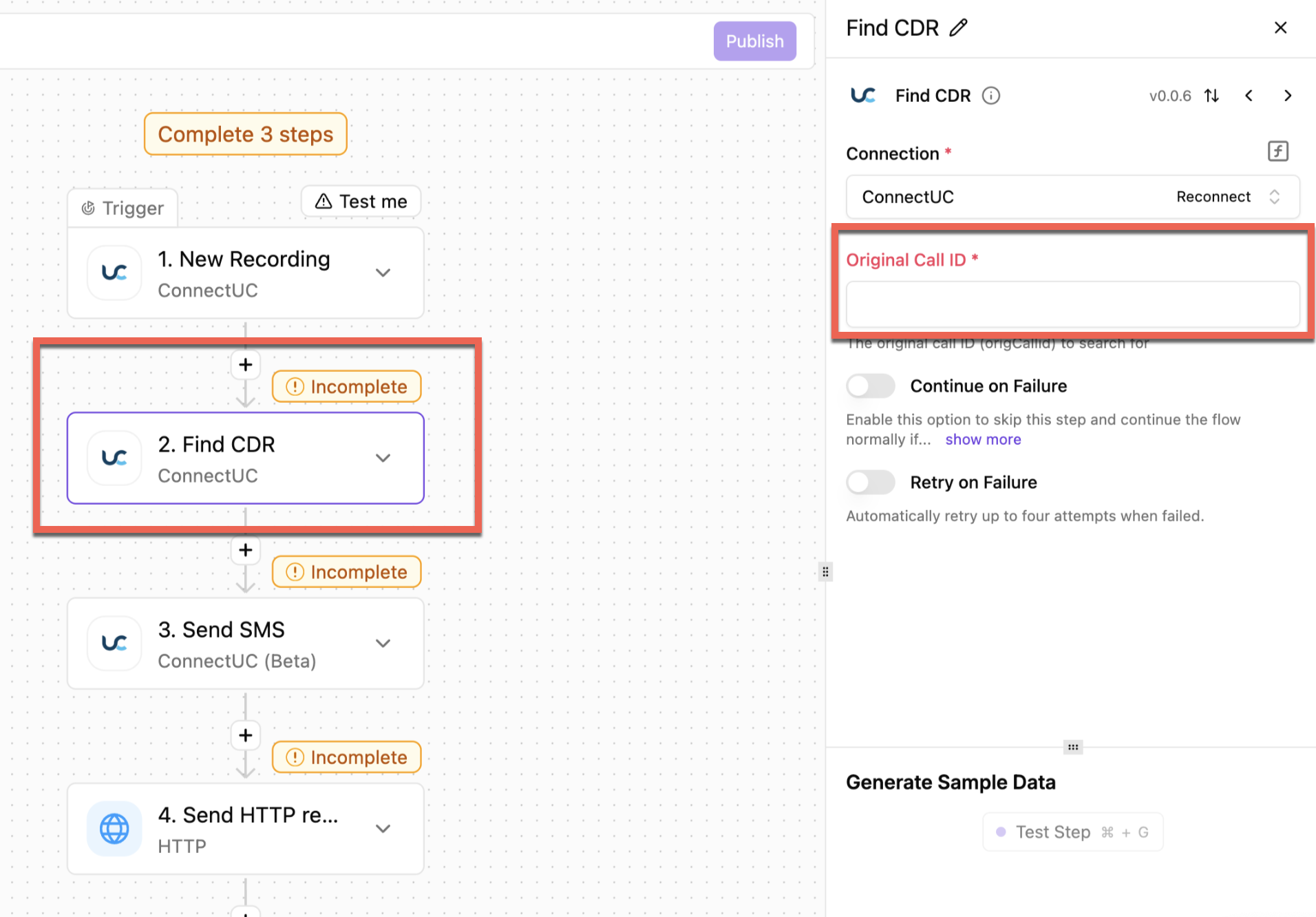 API Bridge Example Flow: Upload Call Recordings to S3