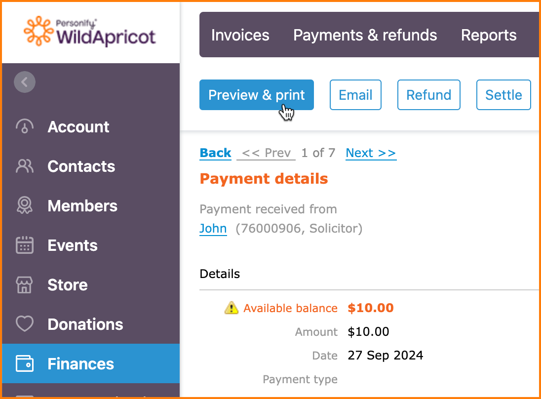 Emailing and printing receipts