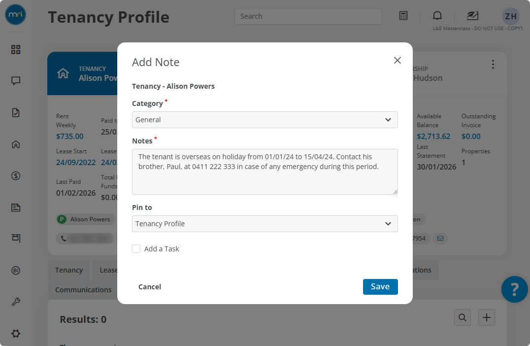 Manage notes