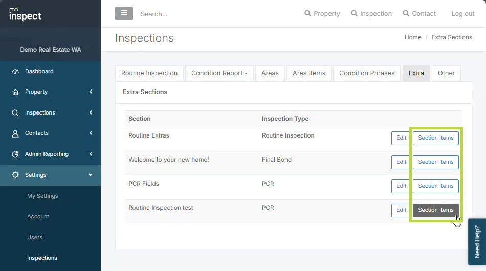 Create custom inspection report