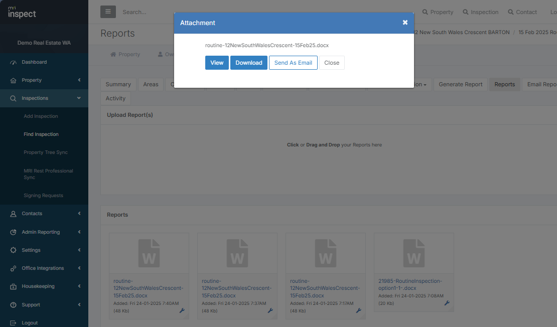 Create custom inspection report