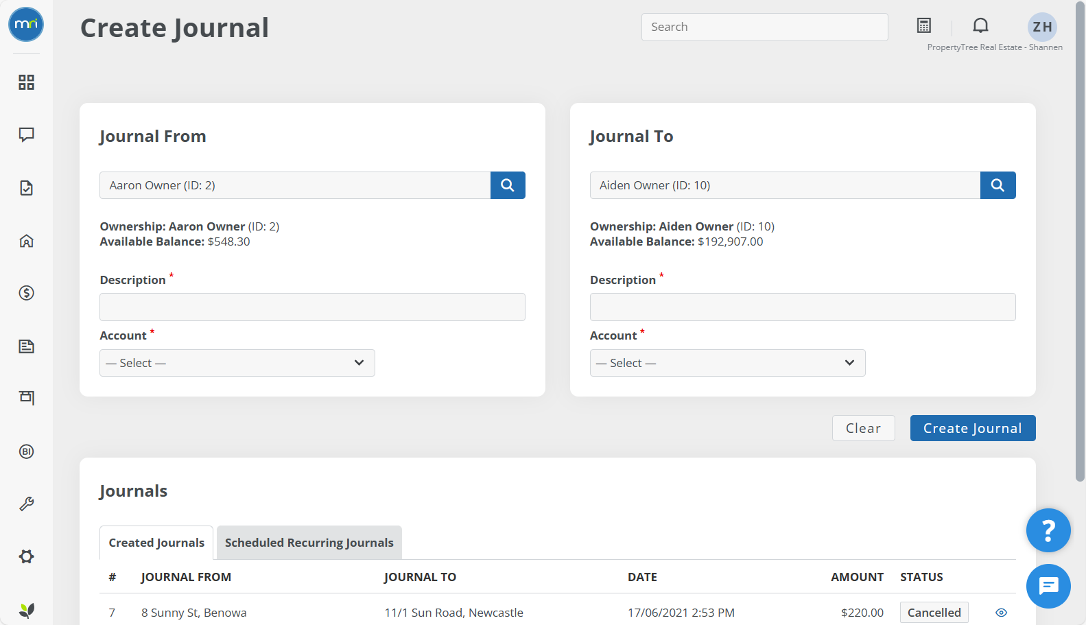 Manually adjust rent and fees after a Change of Ownership