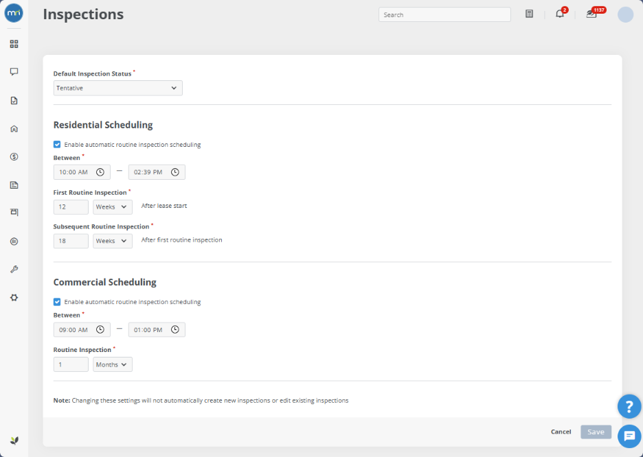 Enable automatic routine inspection scheduling