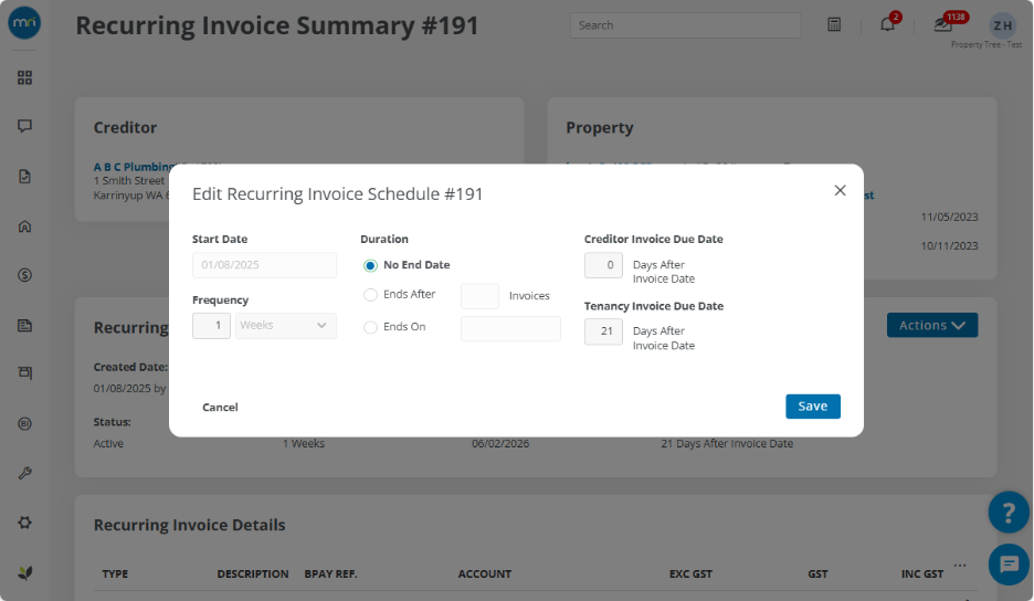 Repipe Invoice Edit or cancel recurring invoices