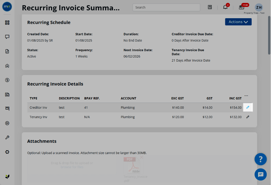 Repipe Invoice Edit or cancel recurring invoices