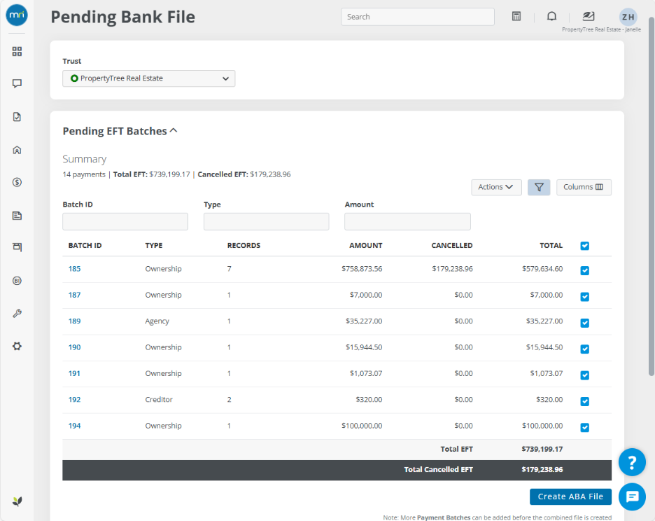 Create ABA/EFT payment files