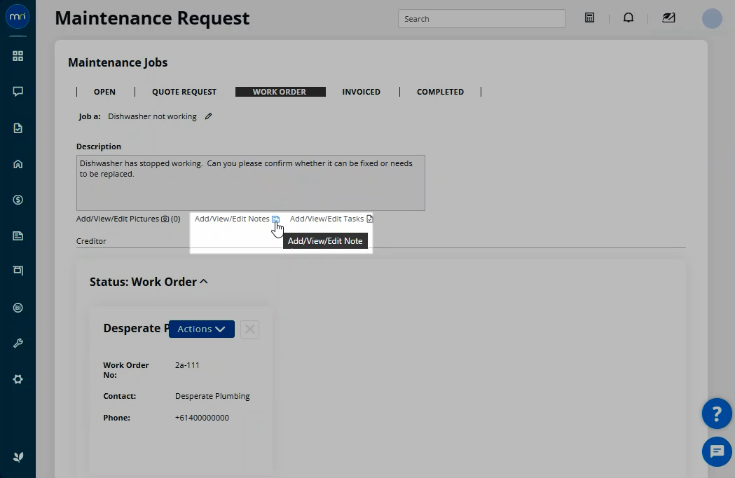 Manage maintenance requests