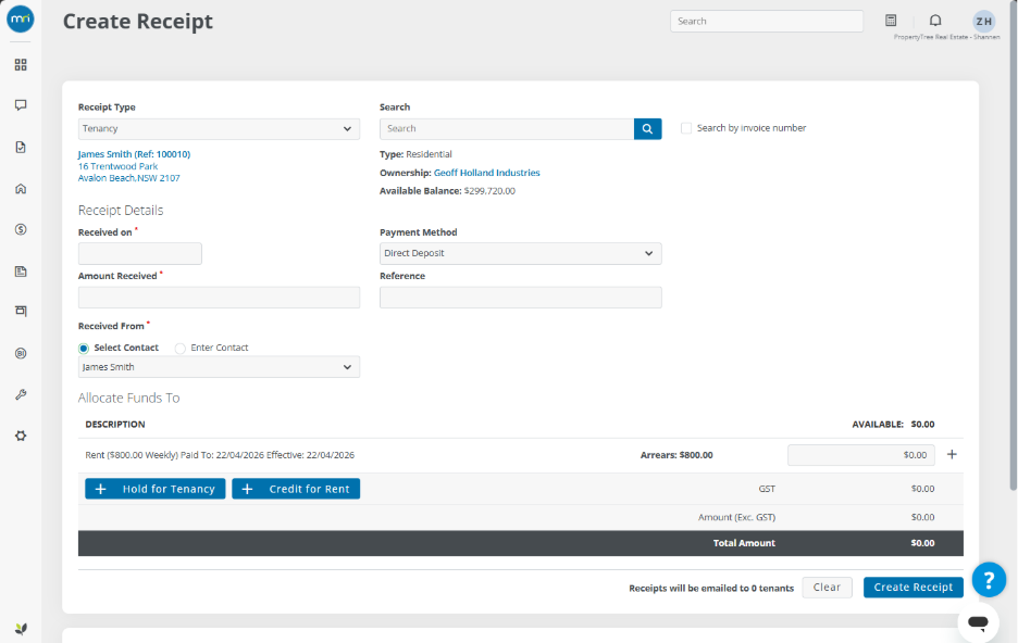 Create and manage receipts