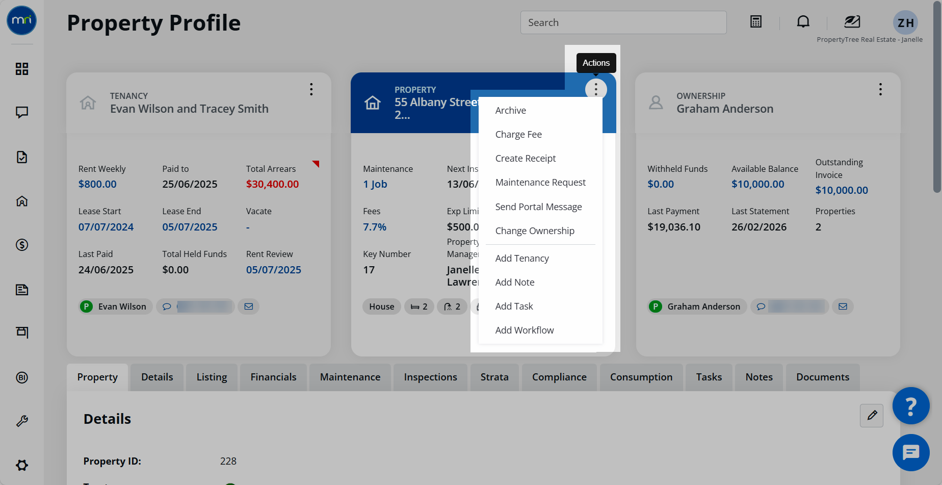 Understand the property profile summary