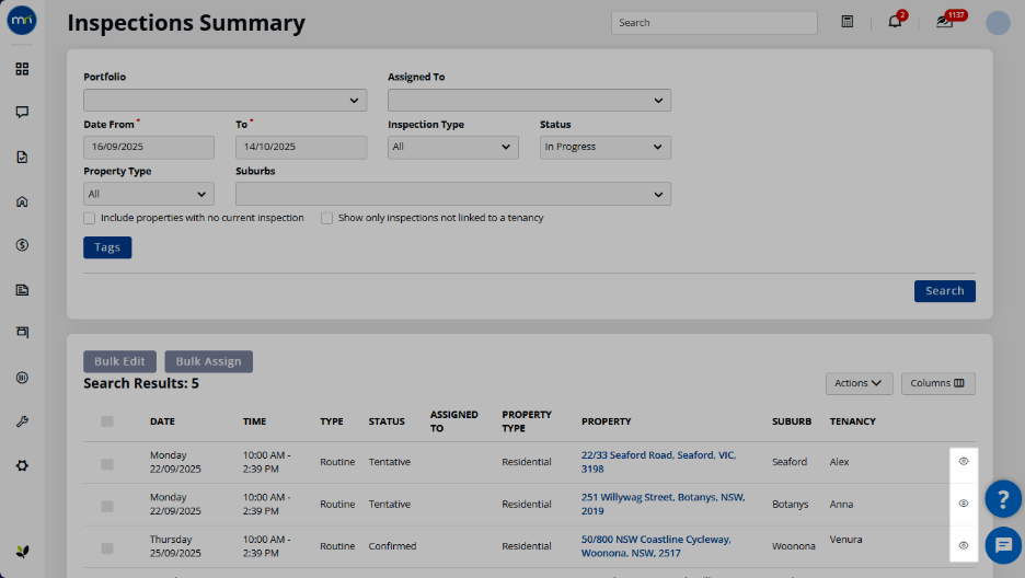 Select Inspection Manage inspections manually