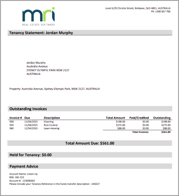 Send or view a Tenancy Statement