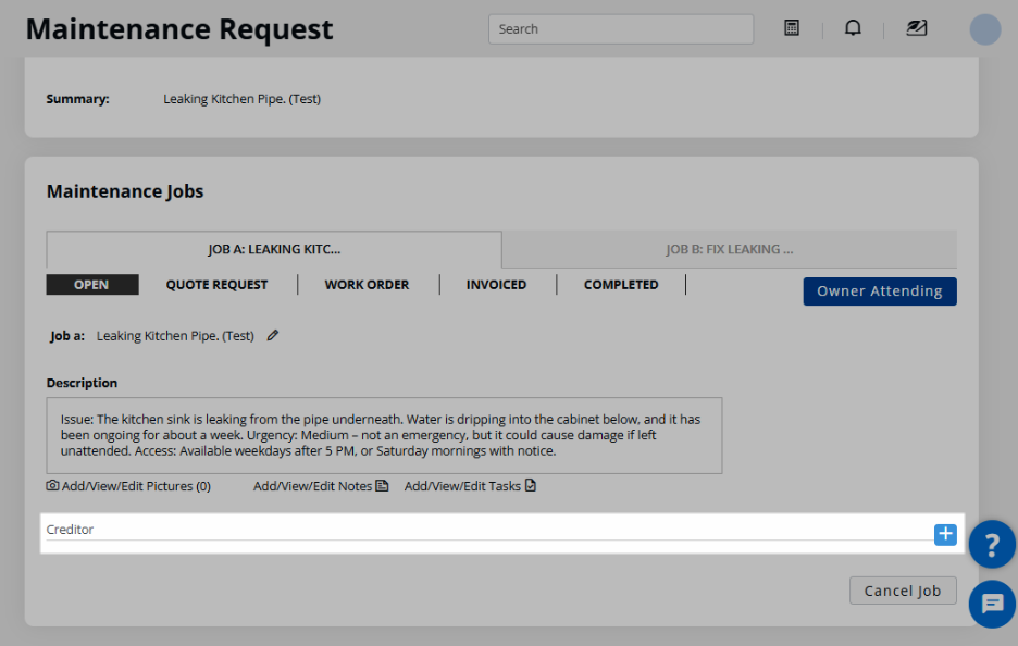 Create and send maintenance requests