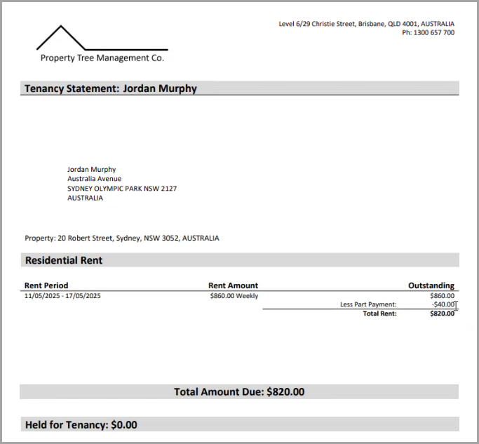 Send or view a Tenancy Statement