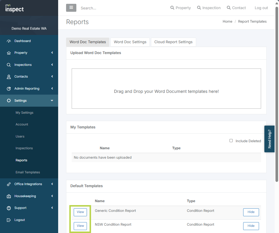 Create custom inspection report