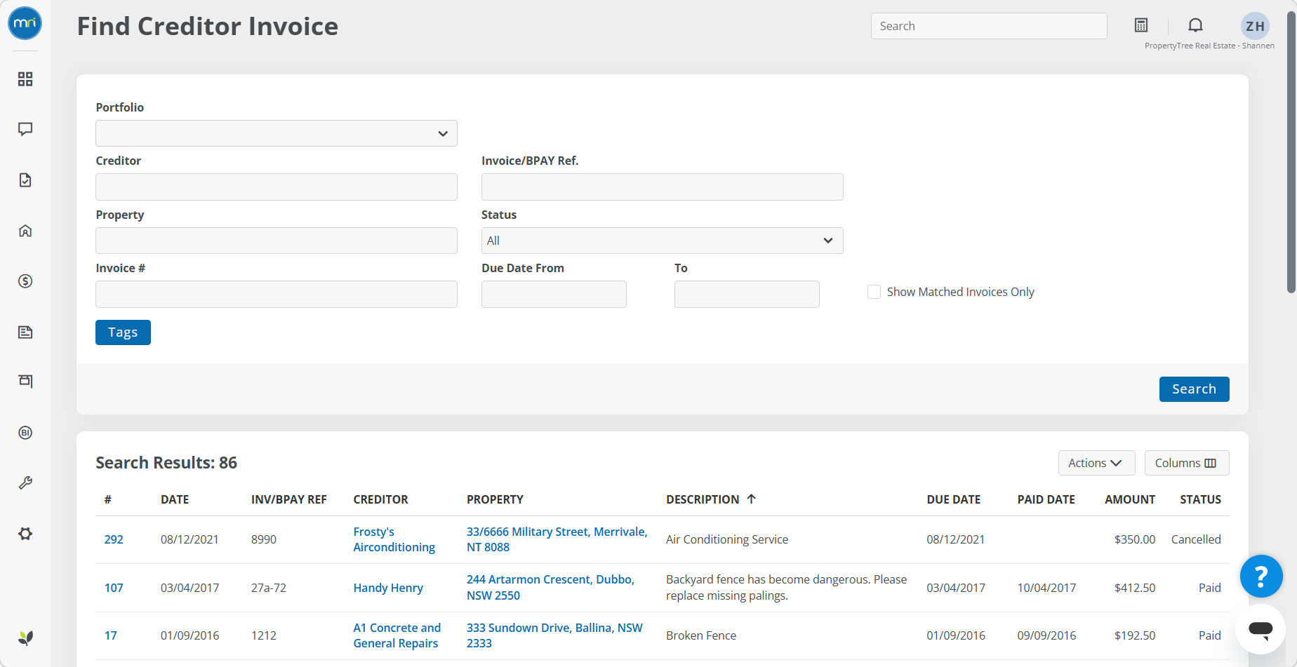 Redito Name Find and report on creditor invoices