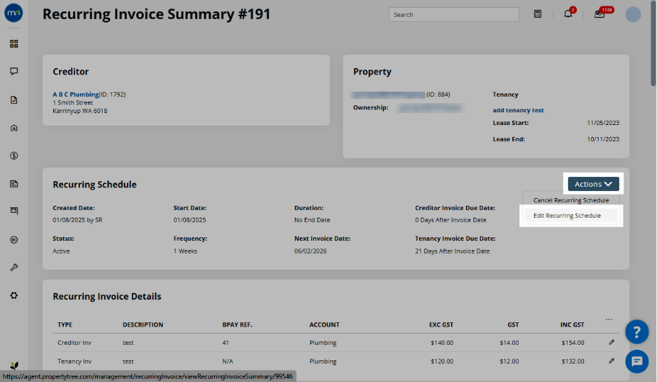 Repipe Invoice Edit or cancel recurring invoices