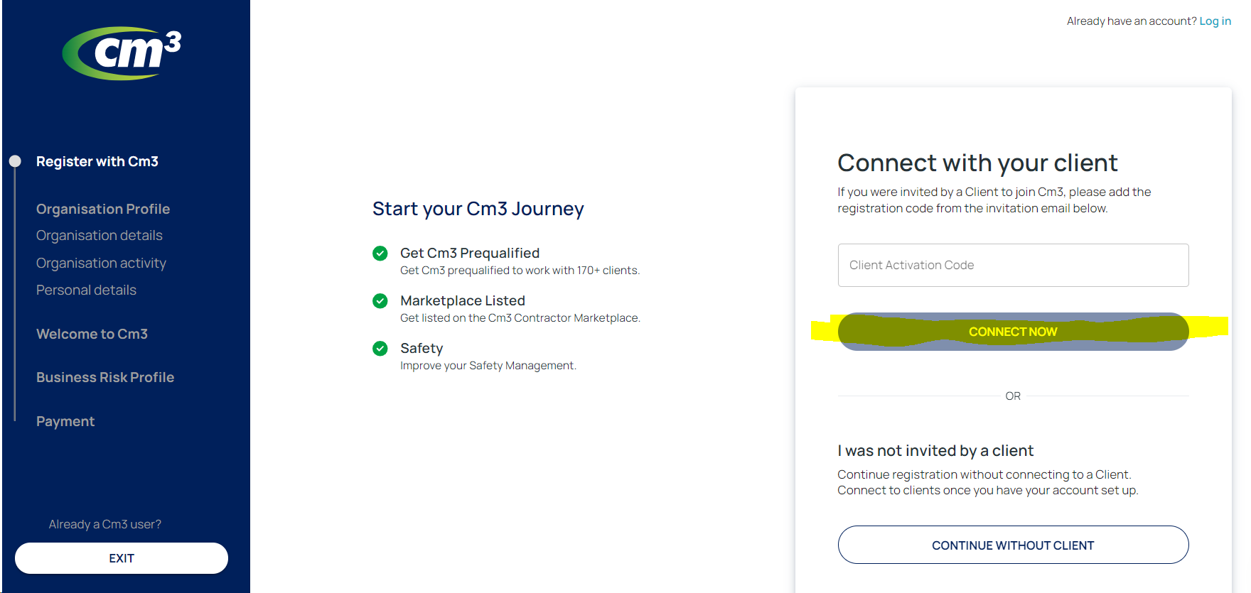 How to register on Cm3
