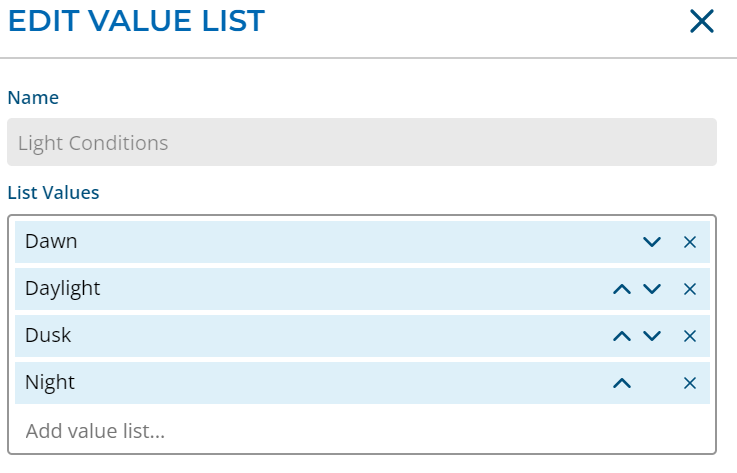 Managing Value Lists