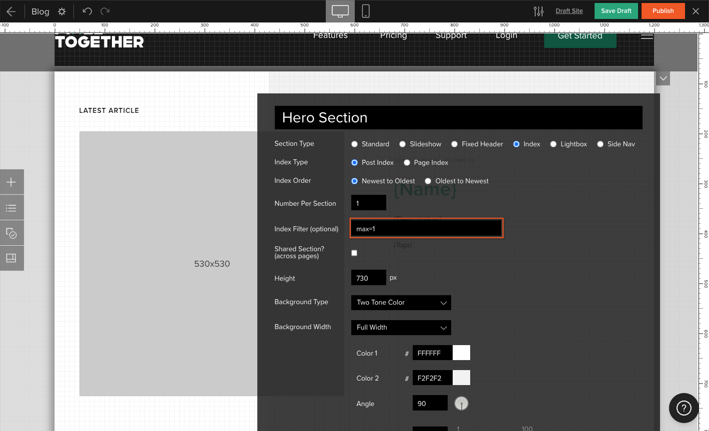 Adding index filters