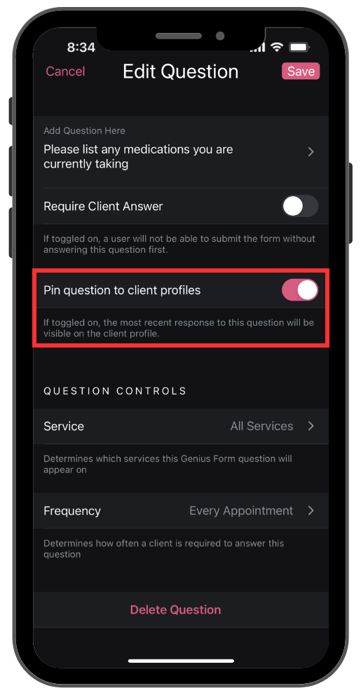 Answer For Question Rates Pin Pinning Form Questions to Client Profiles