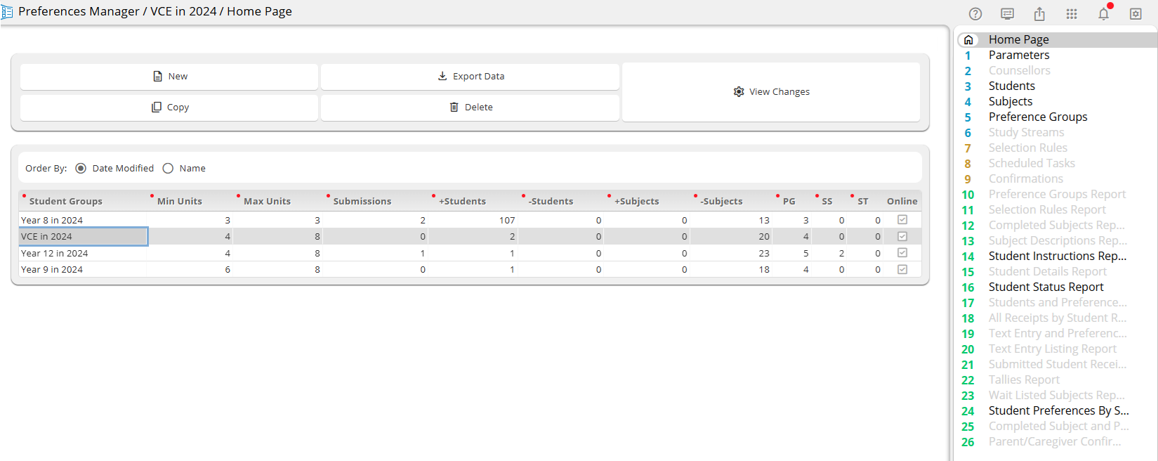 Preferences Manager - some menu items are not available
