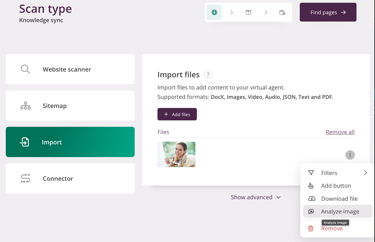 Upload files as knowledge