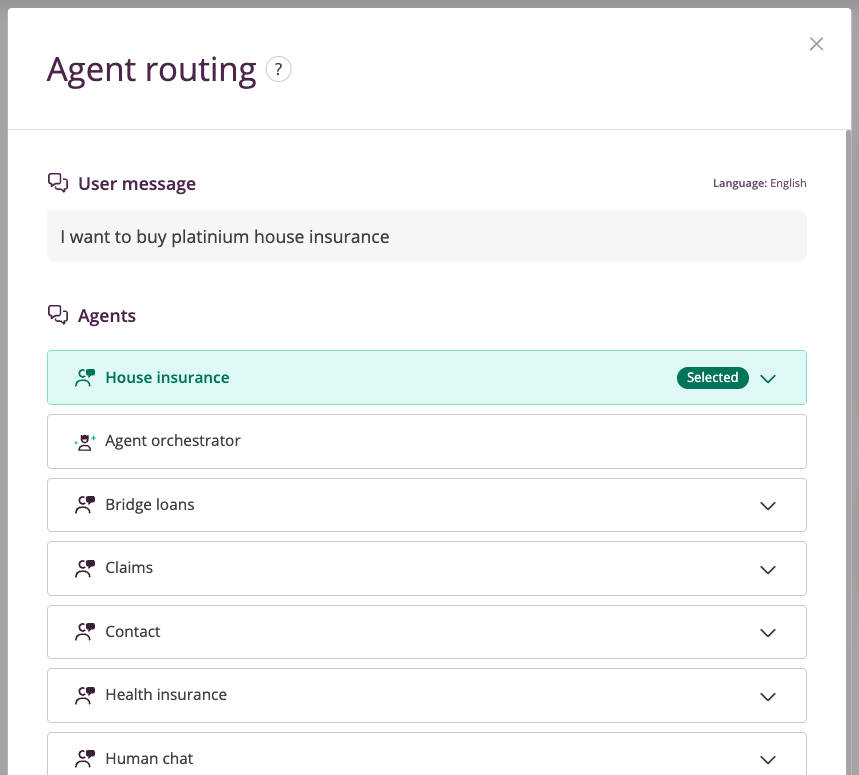 Agent routing info