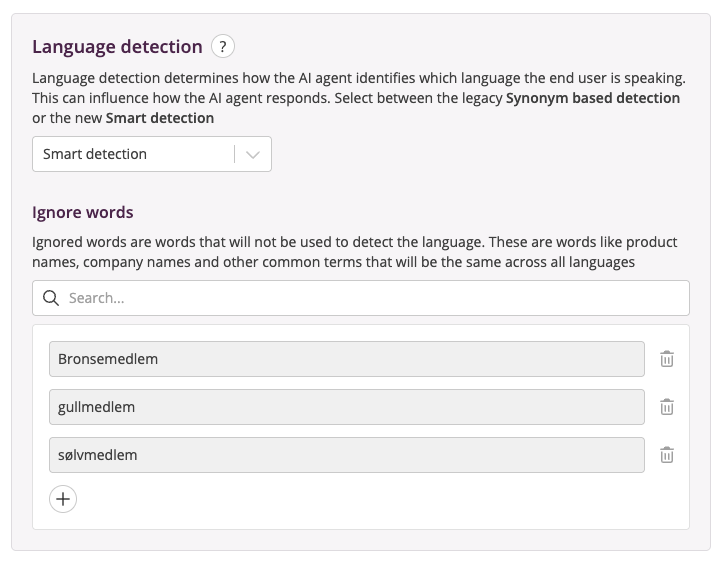 Languages - settings