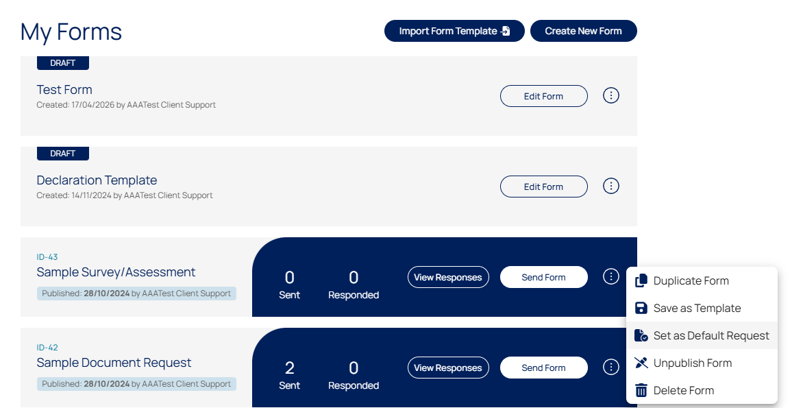 InForms - Setting up a Default Form