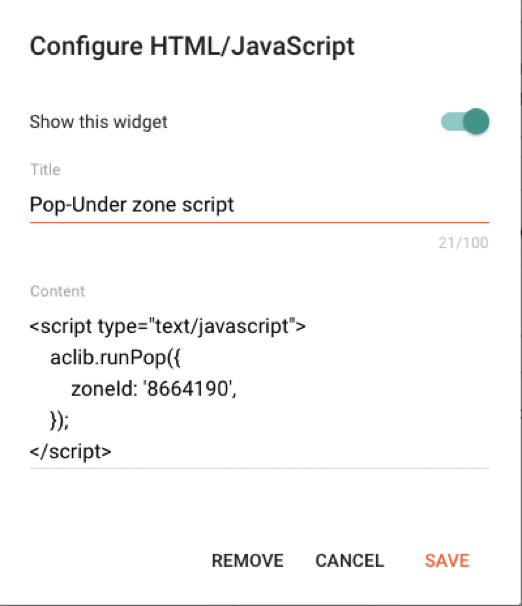 Blogger Zone Script Integration (Pop-Under ads and Autotag)