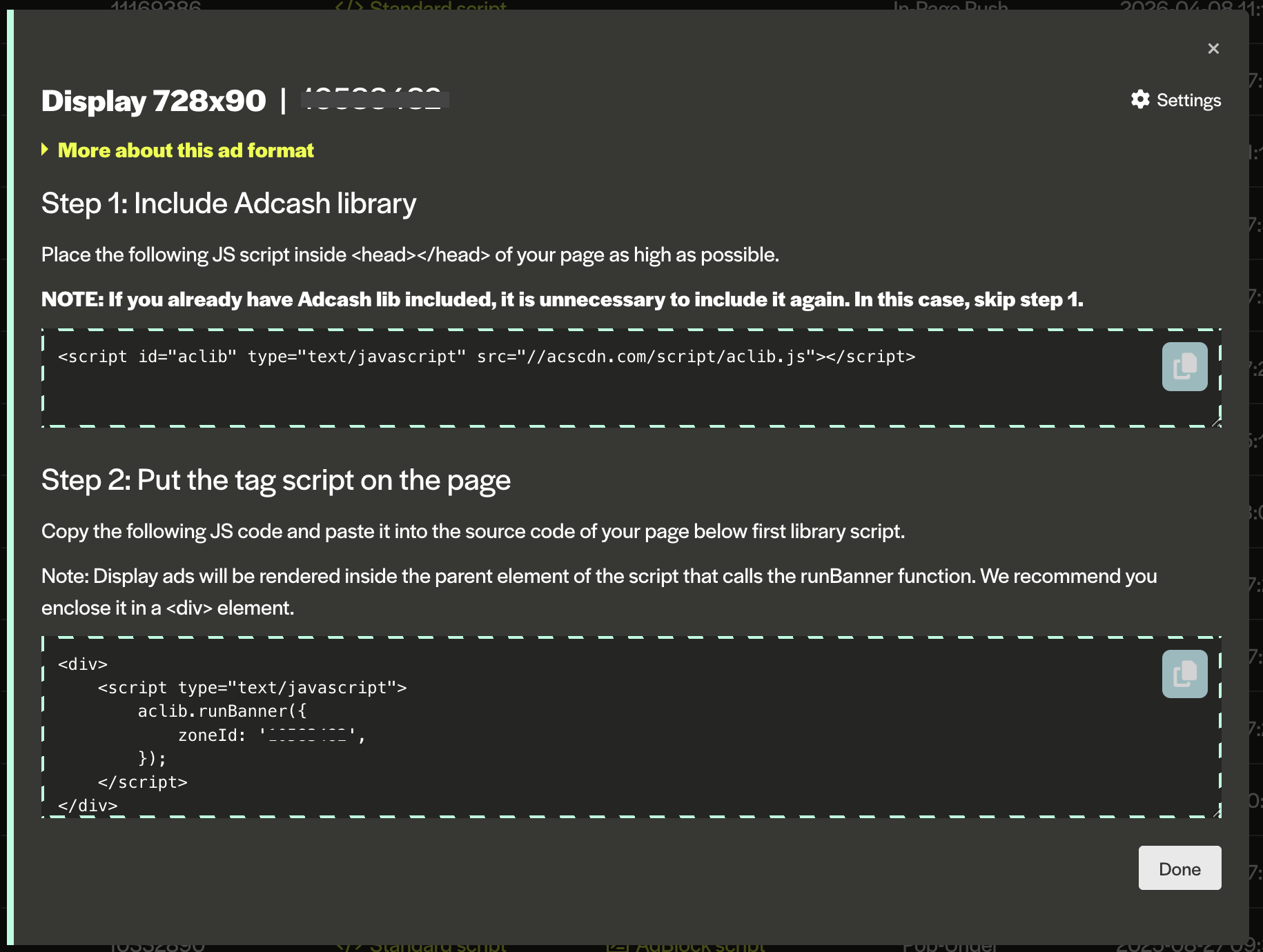 Blogger Zone Script Integration (Display ads)