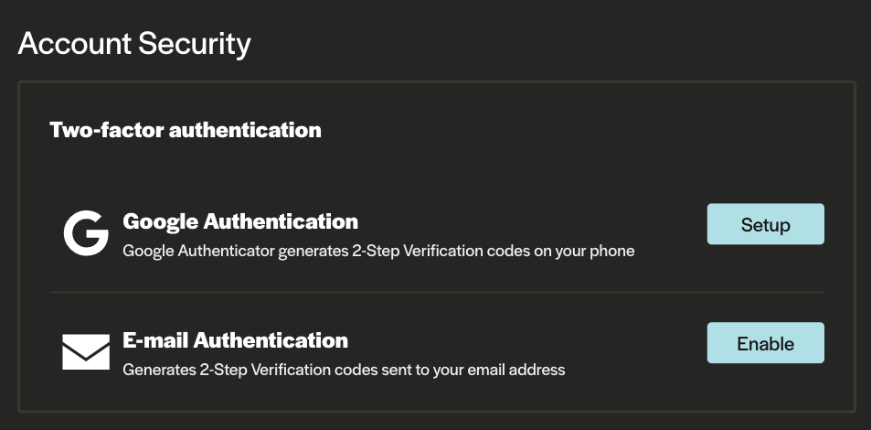 Two-factor authentication (2FA)