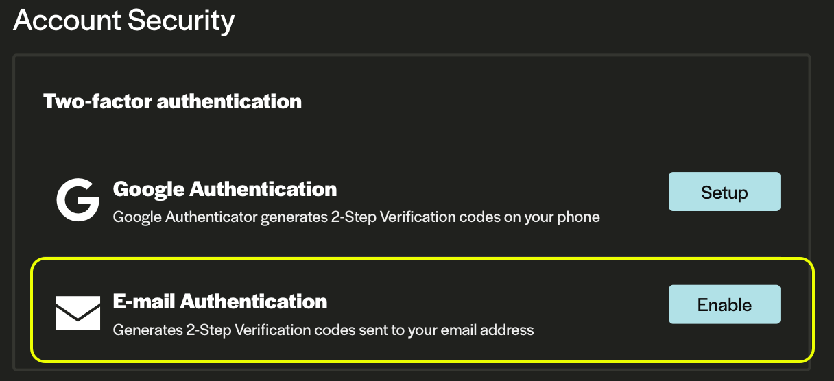 Enable e-mail authentication