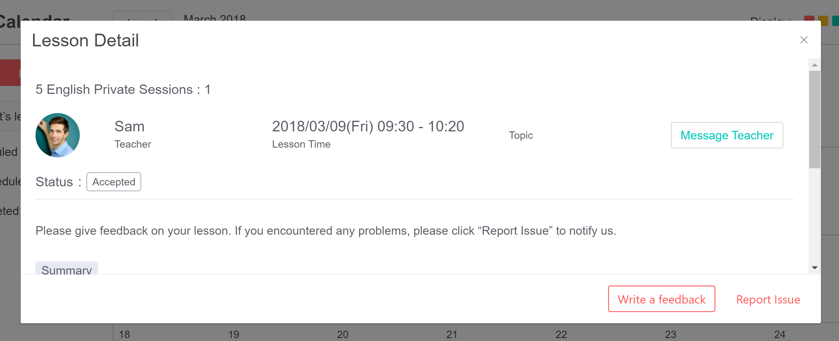 What do I do if my teacher missed the lesson?