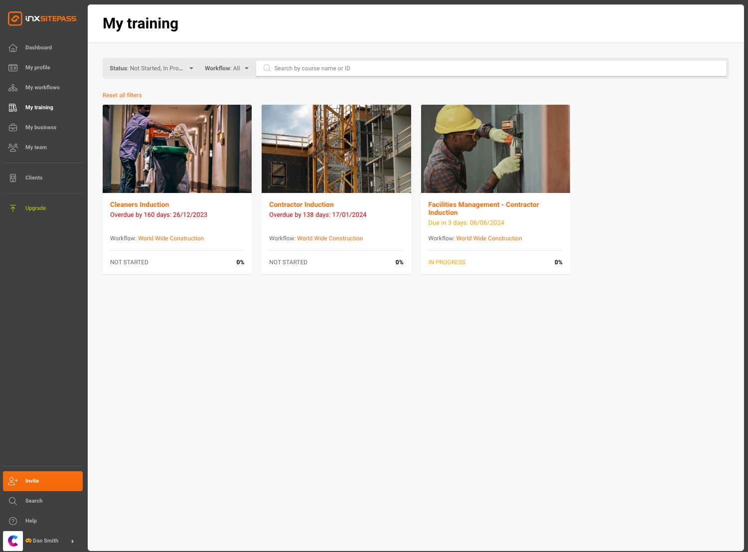 Completing assigned and expired online induction training