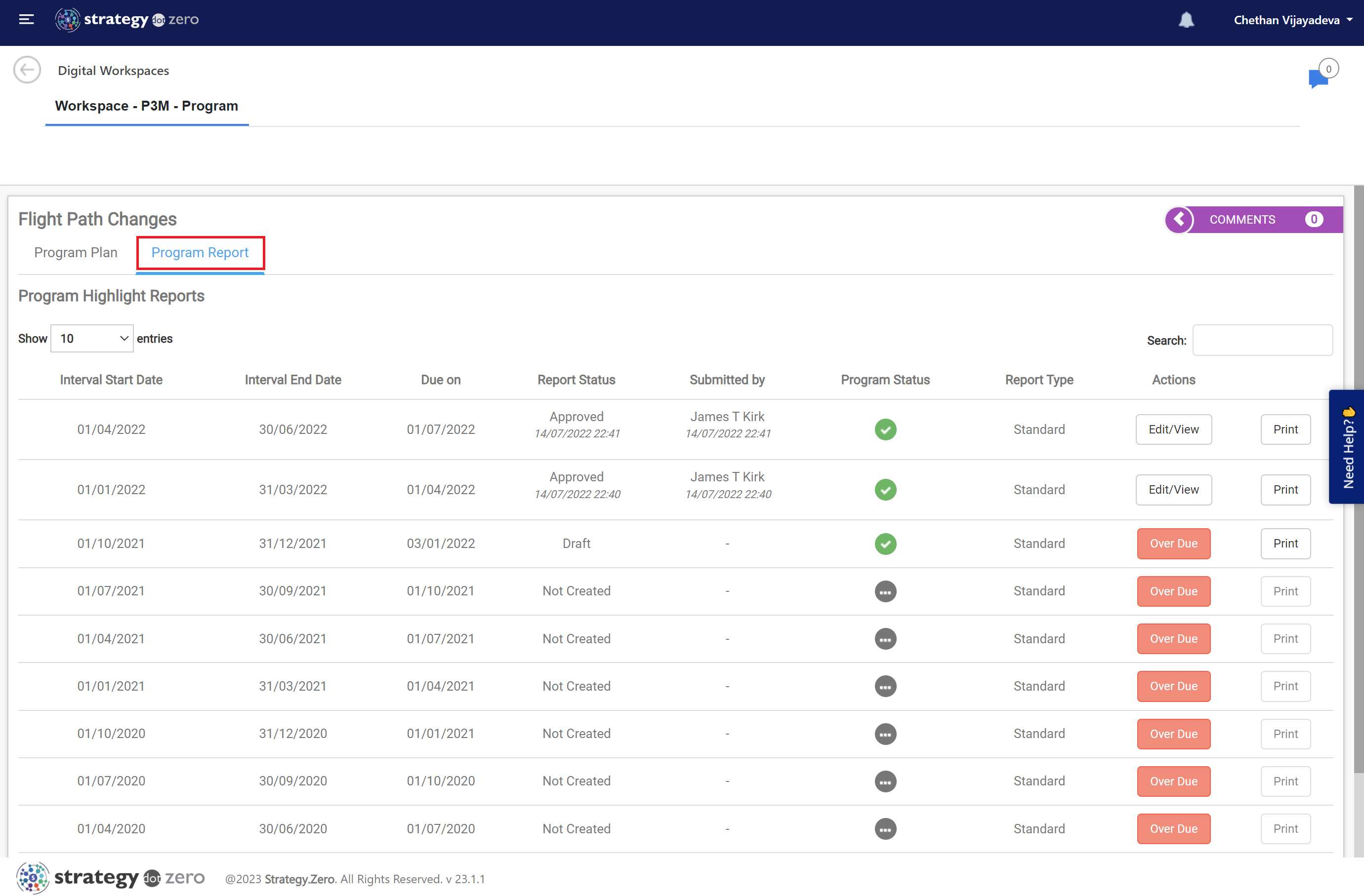 Generate Program Status Reports