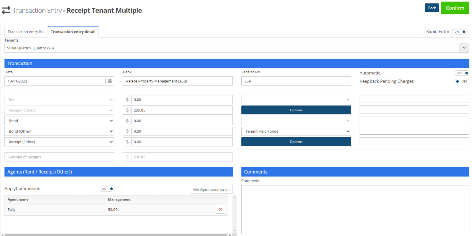 Receipt tenancy invoice