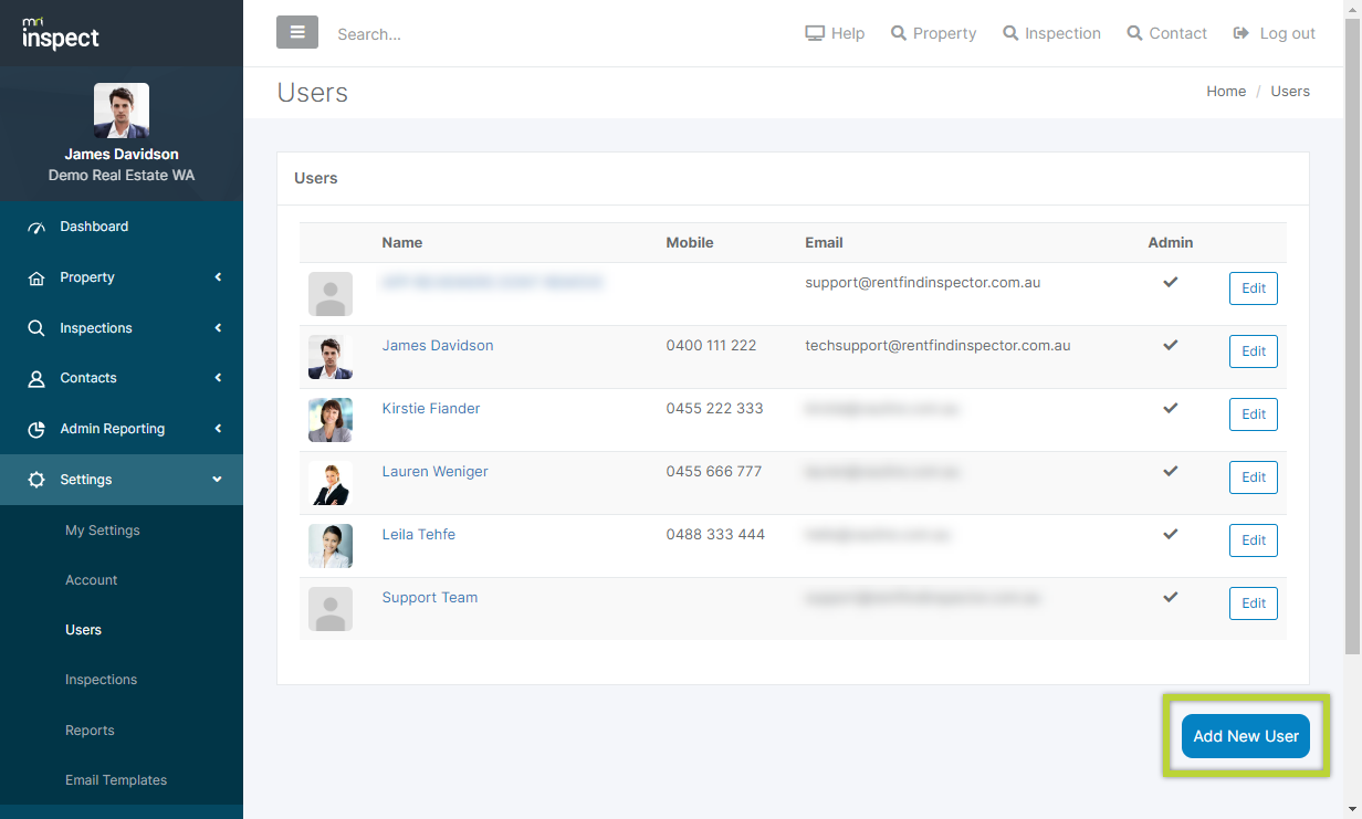 Add, edit & delete user profiles