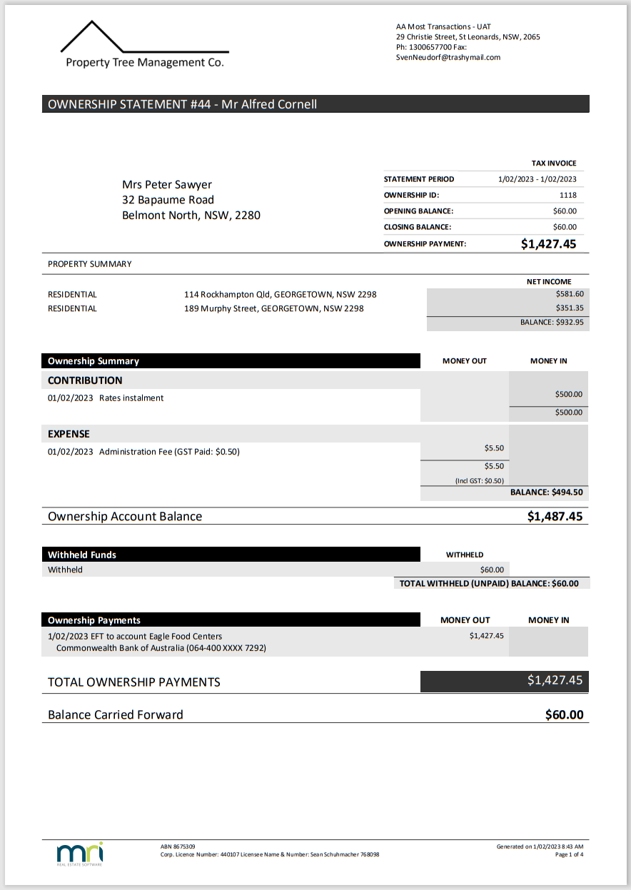 Understanding One Property Per Page Ownership Statements