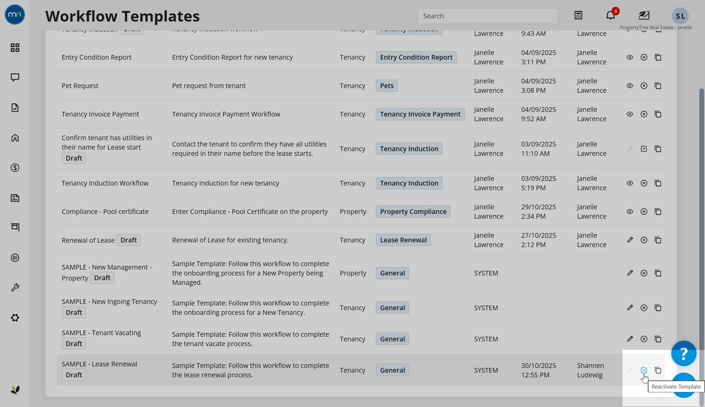Deactivate a workflow template