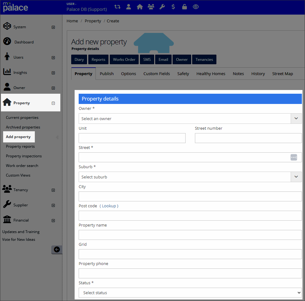 Add a property profile