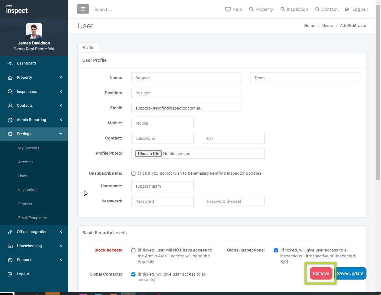 Add, edit & delete user profiles