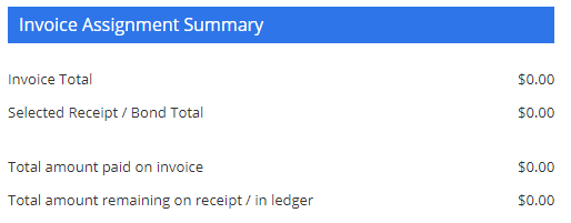 Assign funds to tenancy invoice