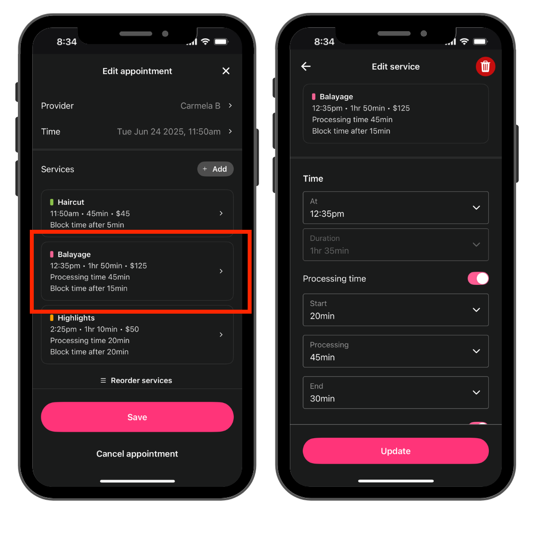 How to Reorder Services and Set Custom Durations When Booking Appointments