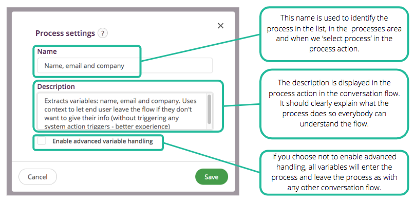 Process settings