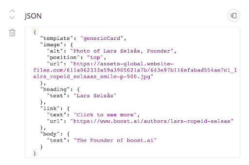 Content action: JSON