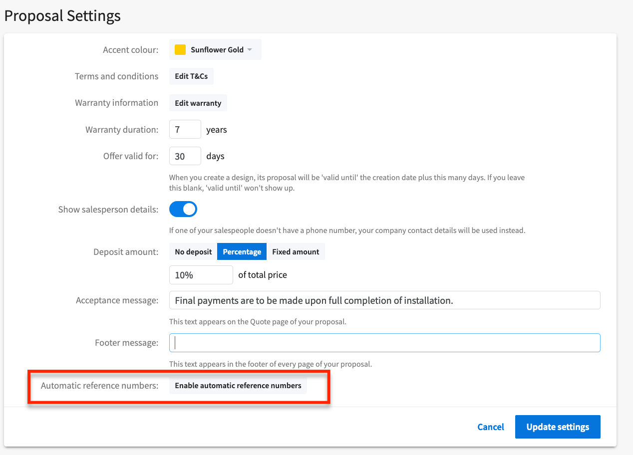 Project reference numbers